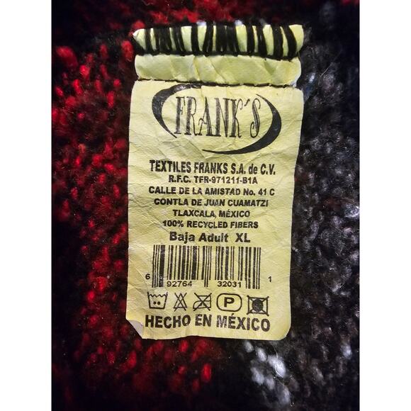 FRANK's TEXTILES Baja Mexican Pull Over HOODIE Rag XL Recycled Fiber VINTAGE - Picture 5 of 6